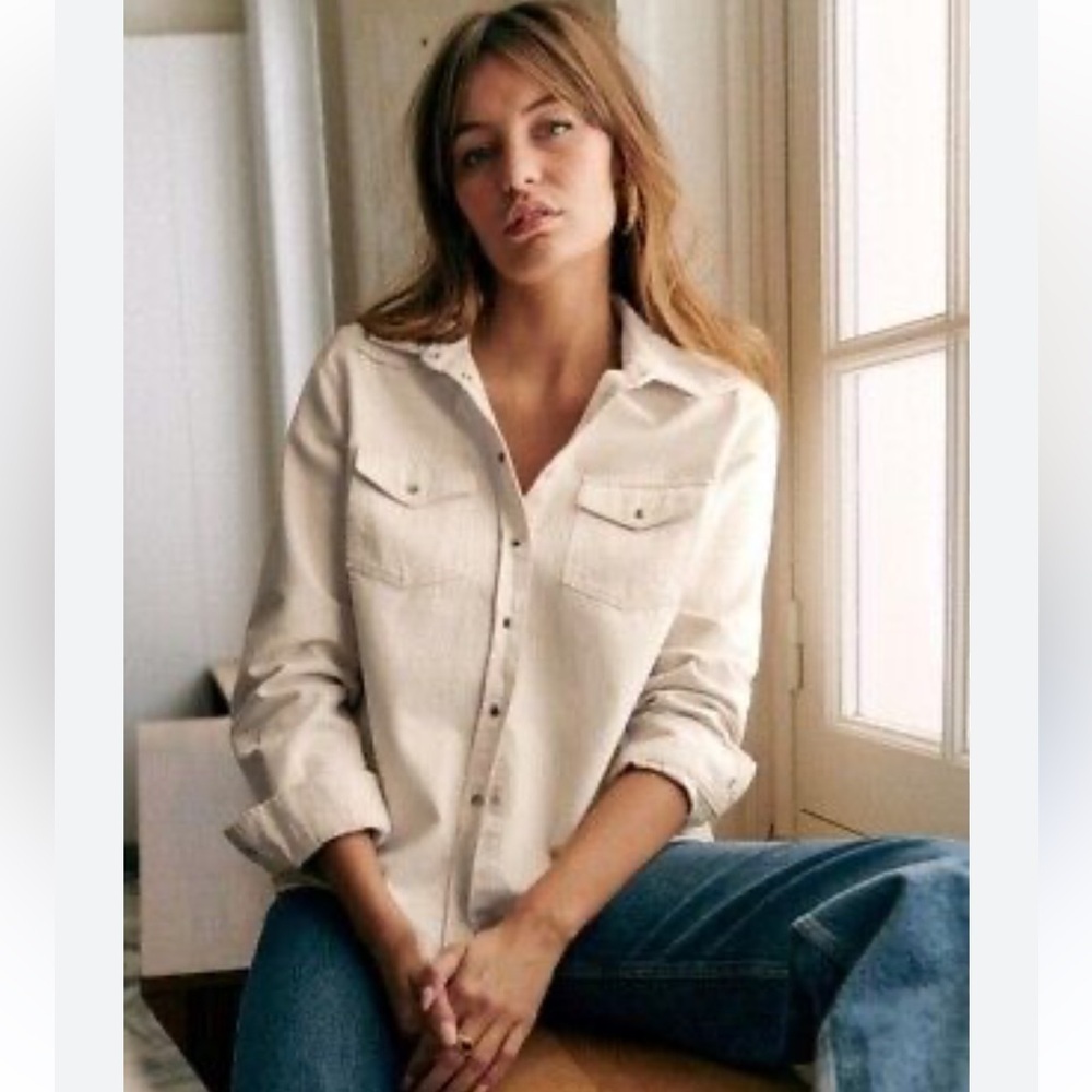 Sezane Servanne Shirt, size 36 Ecru